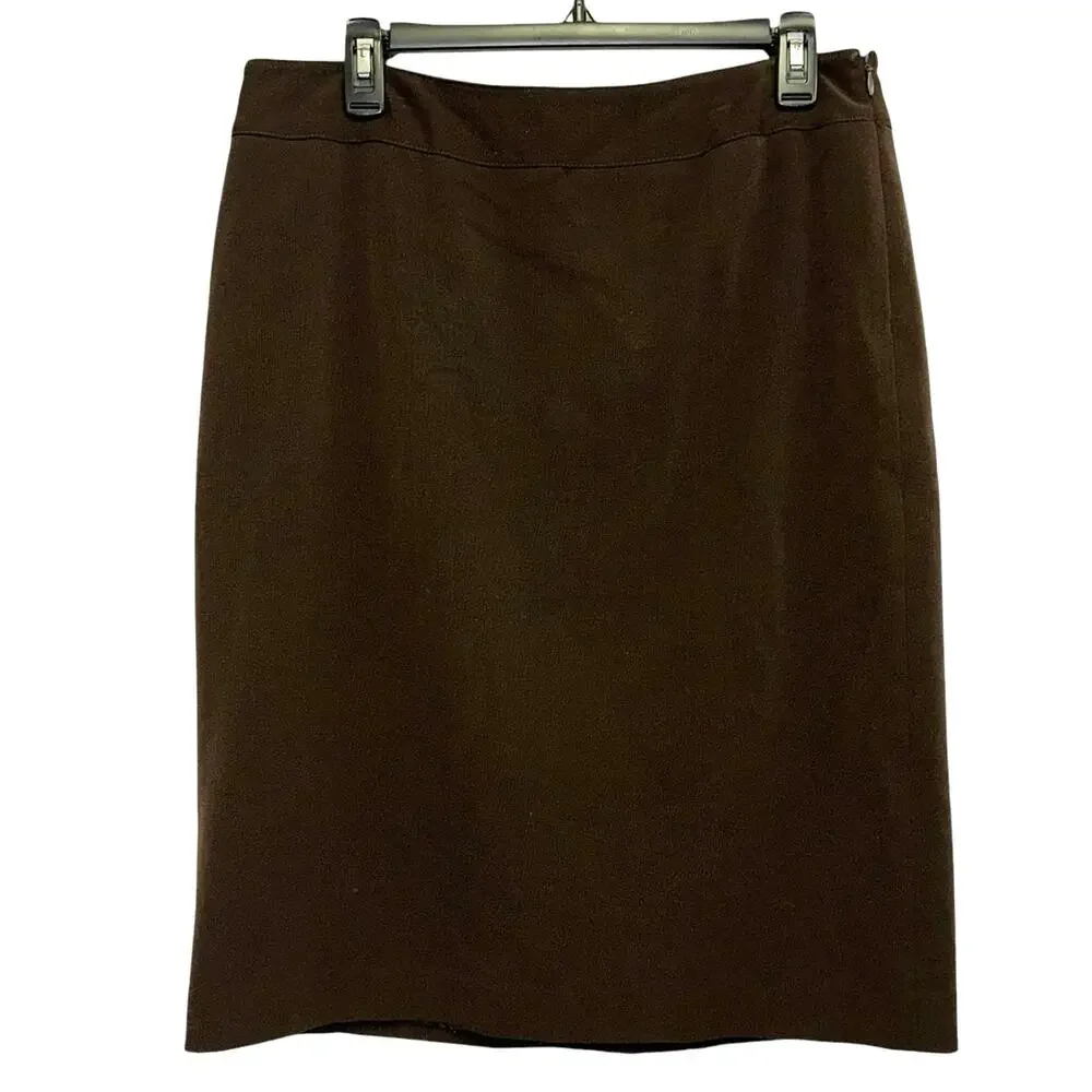 Apt 9‎ Brown Pencil Skirt Size 12 Lined Career Office Classic Back Slit